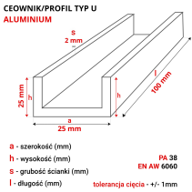 Ceownik aluminiowy 25x25x25x2mm