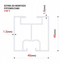 Profil aluminiowy fotowoltaika 40x40 Typ T 190cm