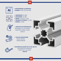 Profil aluminiowy konstrukcyjny 45x45 [10] R 60cm