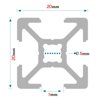 Profil konstrukcyjny aluminiowy 20x20 [5] R 130cm