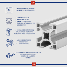 Profil konstrukcyjny aluminiowy 30x30 [8] R 120cm