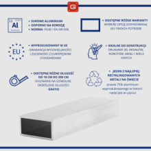 Rura aluminiowa prostokątna 50x30x3mm