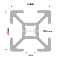 Profil konstrukcyjny aluminiowy 20x20 [5] R + Cięcie na wymiar
