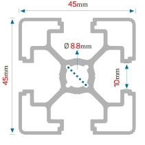 Profil konstrukcyjny aluminiowy 45x45 [10] R + Cięcie na wymiar