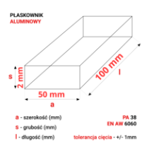 Płaskownik aluminiowy 50x2mm
