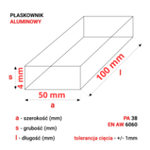 Płaskownik aluminiowy 50x4mm