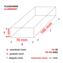 Płaskownik aluminiowy 70x5mm