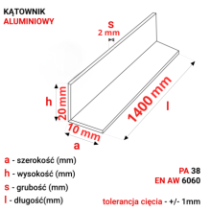Kątownik aluminiowy 20x10x2mm
