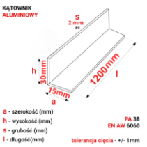 Kątownik aluminiowy 30x15x2mm