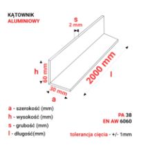 Kątownik aluminiowy 60x30x2mm