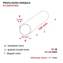 Rura aluminiowa okrągła 10x2mm fi10