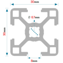 Profil aluminiowy konstrukcyjny 30x30 [8] R  250cm
