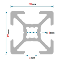 Profil aluminiowy konstrukcyjny 20x20 [5] R  290cm