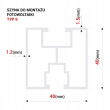 Profil aluminiowy do fotowoltaiki 40x40 Typ S 300cm