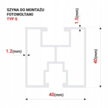 Profil aluminiowy fotowoltaika 40x40 Typu S 370cm