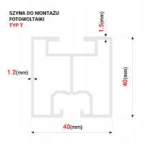 Profil aluminiowy do fotowoltaiki 40x40 Typu T 290cm